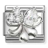 Nomination Composable Classic Link 330322/12 Clover with White CZ in 925 Silver